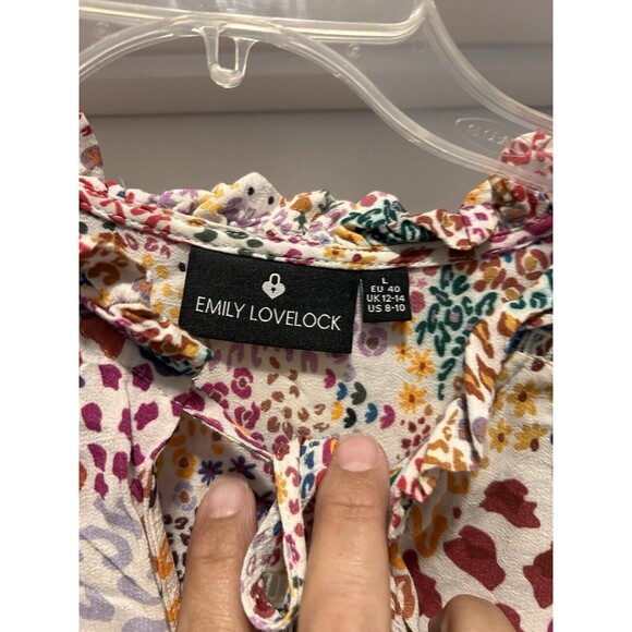 Emily Lovelock Eva Floral Animal Pattern Blouse Size 8-10 Boho Preppy Designer - Picture 2 of 6